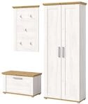 Inn.Furn Garderoben-Set 3-teilig Wei&szlig; L&auml;rche 175 cm Landhaus-Stil Mirano