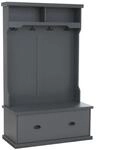 MCW Garderobe P27 4 Haken Staufach Ablage Melamin 163x100x47cm Dunkelgrau