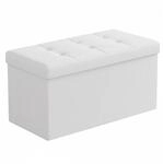 Relaxdays Sitzbank Stoff Wei&szlig; Faltbar mit Stauraum 38 cm x 76 cm x 38 cm 3,9 kg