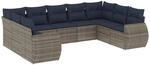 vidaXL 9-Tlg Gartensofa-Set mit Kissen Grau Polyrattan 3221800