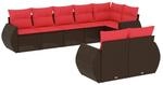 vidaXL 8-Tlg Gartensofa-Set mit Kissen Braun Polyrattan 3221623