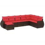 vidaXL 8-Tlg Gartensofa-Set mit Kissen Braun Polyrattan 3221763