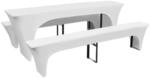 vidaXL 3-tlg. Hussen-Set f&uuml;r Biertisch und B&auml;nke Wei&szlig; 220x70x80 cm