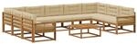 vidaXL Outdoor-Sofagarnitur mit Kissen 10 Stk Natur und Beige 3382911