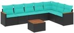 vidaXL 8-Tlg Gartensofa-Set mit Kissen Schwarz Polyrattan 3226036