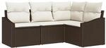 vidaXL Gartensofa-set mit Kissen 4-Tlg Braun und Wei&szlig; Poly-Rattan 3355367