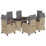 vidaXL 7-tlg Garten-Essgruppe mit Kissen Beigemischung Poly Rattan Modell 20