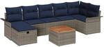 vidaXL Gartensofa-set mit Kissen mit Speicher 8 Stk Grau Poly-Rattan 3359465
