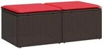 vidaXL 2-Tlg Garten-Sofagarnitur mit Kissen Braun Poly Rattan Akazie 3328687