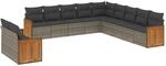 vidaXL 11-tlg Garten-Sofagarnitur mit Kissen Grau Poly Rattan Modell 80