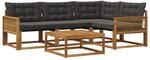 vidaXL Outdoor-Sofagarnitur mit Kissen 5 Stk Natur und Schwarz 3381412