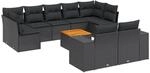 vidaXL 10-Tlg Garten-Sofagarnitur mit Kissen Schwarz Poly Rattan 3257924