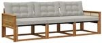 vidaXL Outdoor-Sofagarnitur mit Kissen 3 Stk Natur und Hellgrau 3381219