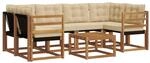 vidaXL Outdoor-Sofagarnitur mit Kissen 7-Tlg Natur und Beige 3368440