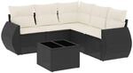 vidaXL 6-tlg Garten-Sofagarnitur mit Kissen Schwarz Poly Rattan Modell 100
