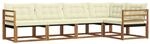 vidaXL Outdoor-Sofagarnitur mit Kissen 5-Tlg Natur und Creme 3369445