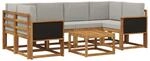 vidaXL Outdoor-Sofagarnitur mit Kissen 5 Stk Natur und Hellgrau 3385022
