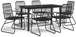 vidaXL 7-Tlg Garten-Essgruppe Schwarz PVC-Rattan 3099212