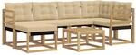vidaXL Outdoor-Sofagarnitur mit Kissen 7-Tlg Wei&szlig; und Beige 3389659