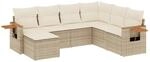 vidaXL 7-Tlg Garten-Sofagarnitur mit Kissen Beige Poly Rattan 3259447
