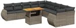 vidaXL 11-Tlg Garten-Sofagarnitur mit Kissen Grau Poly Rattan 3272390