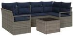 vidaXL Sofa Set mit Kissen 7-Tlg Grau und Blau Poly Rattan 3346285