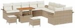 vidaXL Garten-Sofa-Set mit Kissen mit Speicher 13-Tlg Beige und Creme 3364146