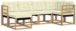 vidaXL Outdoor-Sofagarnitur mit Kissen 6-Tlg Wei&szlig; und Creme 3389632