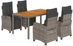vidaXL 5-Tlg Garten-Essgruppe mit Kissen Grau Poly Rattan 3212914