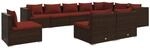 vidaXL 10-Tlg Garten-Lounge-Set mit Kissen Poly Rattan Braun 3102595