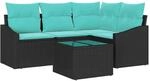 vidaXL Sofa Set mit Kissen 5-Tlg Schwarz Poly-Rattan 3346716