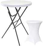 TRUTZHOLM Stehtisch mit Husse Klappbar Durchmesser 80cm H&ouml;he 110cm Pflegeleichte