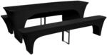 vidaXL 3 Schonbez&uuml;ge f&uuml;r Biertisch und B&auml;nke Stretch Schwarz 220 x 70 x 80 cm