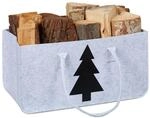 Relaxdays Kaminholztasche Filz Hellgrau Tannenbaum Motiv Faltbar 25 cm x 50 cm x 25