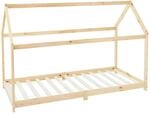 ML-Design Kinderbett 90x200 cm mit Dach und Lattenrost Natur Hausbett
