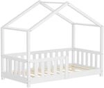 ML-Design Hausbett 70x140 cm Wei&szlig; aus Kiefernholz mit Rausfallschutz