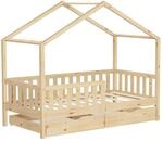 ML-Design Hausbett 80x160 cm Natur Kiefernholz mit 2 Schubladen
