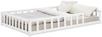 Homestyle4u Kinderbett Wei&szlig; mit Rausfallschutz 120x200 cm Bodenbett Lattenrost...
