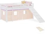 Homestyle4u Kinder Hochbett 90x200 Rutsche Vorhang Lila Peach Kinderbett 2956