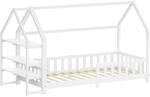 ML-Design Kinderbett 90x200 cm mit Regal Wei&szlig; aus Kiefernholz