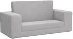 vidaXL Kinder-Schlafsofa 2-Sitzer Hellgrau Weicher Pl&uuml;sch 357029