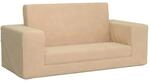 vidaXL Kinder-Schlafsofa 2-Sitzer Creme Weicher Pl&uuml;sch 357031