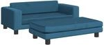 vidaXL Kindersofa mit Hocker Blau 100x50x30 cm Samt 3196407