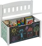 Relaxdays Kinderbank MDF Bunt Mit Stauraum und Tafel 55,5 cm x 57 cm x 30 cm...