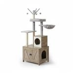 Relaxdays Kratzbaum MDF Wei&szlig; mit Katzenklo-Schrank 150 cm x 60 cm x 49 cm 17,1 kg