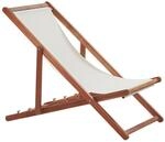 Beliani Gartenliege Weiss Dunkler Holzfarbton Bunt 97x54x70