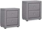 Homestyle4u Schlafzimmer Nachttisch 2er Set Nachtschrank Grau Stoff