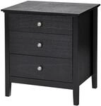 Costway Nachttisch 3 Schubladen 61 x 46 x 66 cm Schwarz
