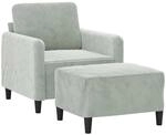 vidaXL Sessel mit Hocker Hellgrau 60 cm Samt 3201164