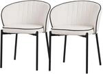 ML-Design Esszimmerst&uuml;hle 2Er Set Beige mit Stoffbezug & Metallbeinen